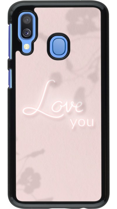 Coque Samsung Galaxy A40 - Valentine 2023 love you neon flowers shadows