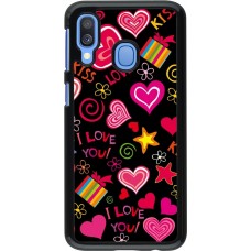 Samsung Galaxy A40 Case Hülle - Valentine 2023 love symbols