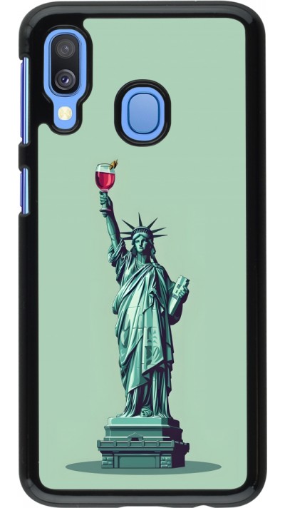 Samsung Galaxy A40 Case Hülle - Freiheitsstatue mit einem Glas Wein