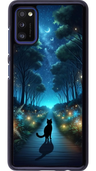 Coque Samsung Galaxy A41 - Chat noir promenade