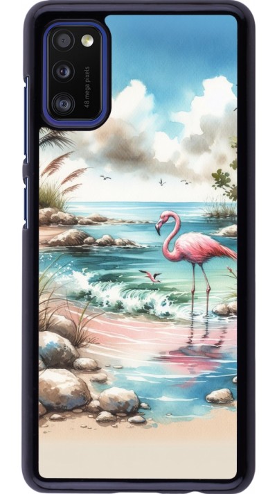 Coque Samsung Galaxy A41 - Flamant rose aquarelle