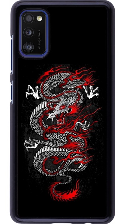 Coque Samsung Galaxy A41 - Japanese style Dragon Tattoo Red Black