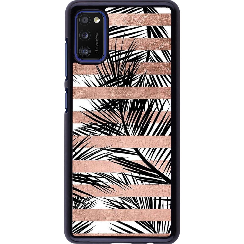 Coque Samsung Galaxy A41 - Palm trees gold stripes