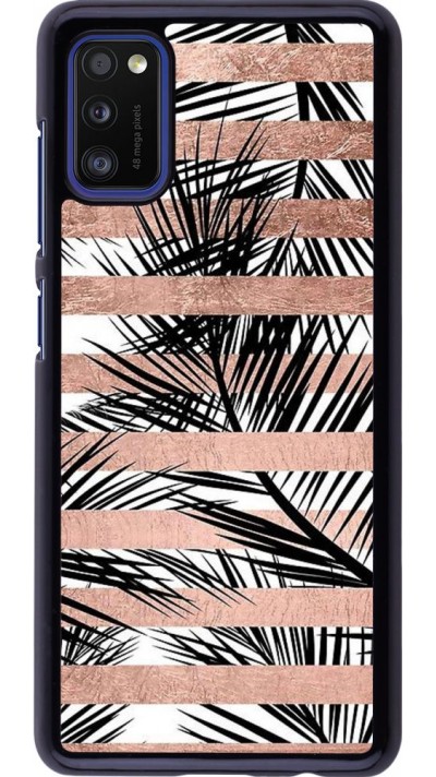 Coque Samsung Galaxy A41 - Palm trees gold stripes