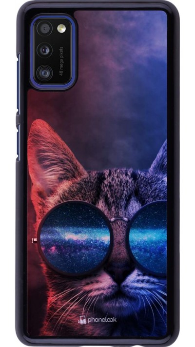 Coque Samsung Galaxy A41 - Red Blue Cat Glasses