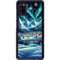 Samsung Galaxy A41 Case Hülle - Verschneites Bergdorf am See in der Nacht