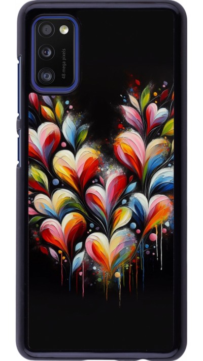 Coque Samsung Galaxy A41 - Valentine 2024 Coeur Noir Abstrait