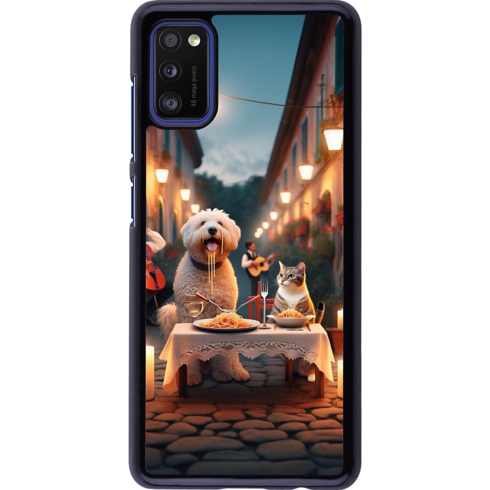 Samsung Galaxy A41 Case Hülle - Valentin 2024 Hund & Katze Kerzenlicht