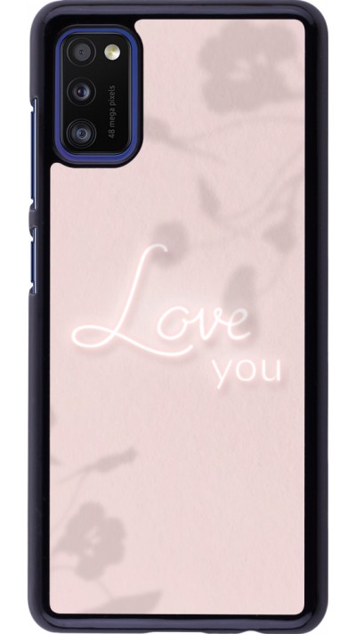 Coque Samsung Galaxy A41 - Valentine 2023 love you neon flowers shadows