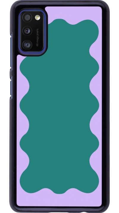 Coque Samsung Galaxy A41 - Wavy Rectangle Green Purple