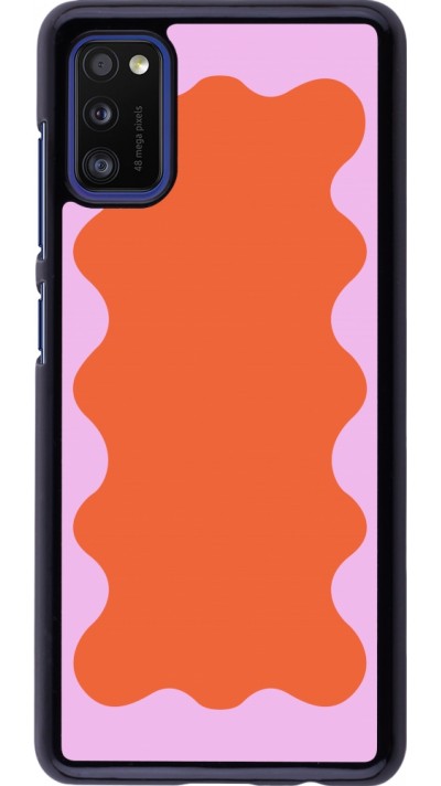 Coque Samsung Galaxy A41 - Wavy Rectangle Orange Pink