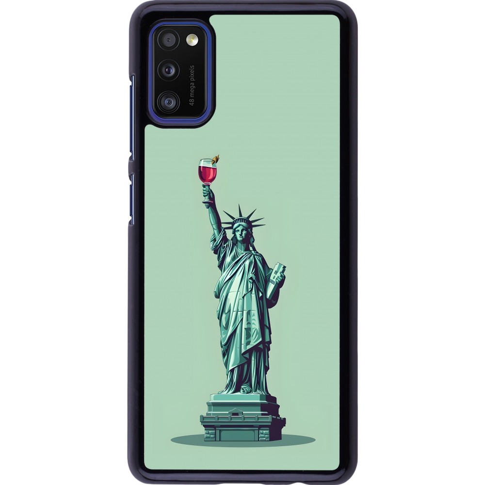 Coque Samsung Galaxy A41 - Wine Statue de la liberté avec un verre de vin