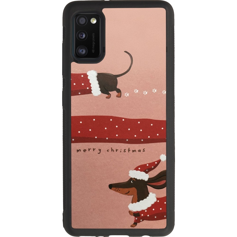 Coque Samsung Galaxy A41 - Silicone rigide noir Christmas 25 Teckel Merry Xmas