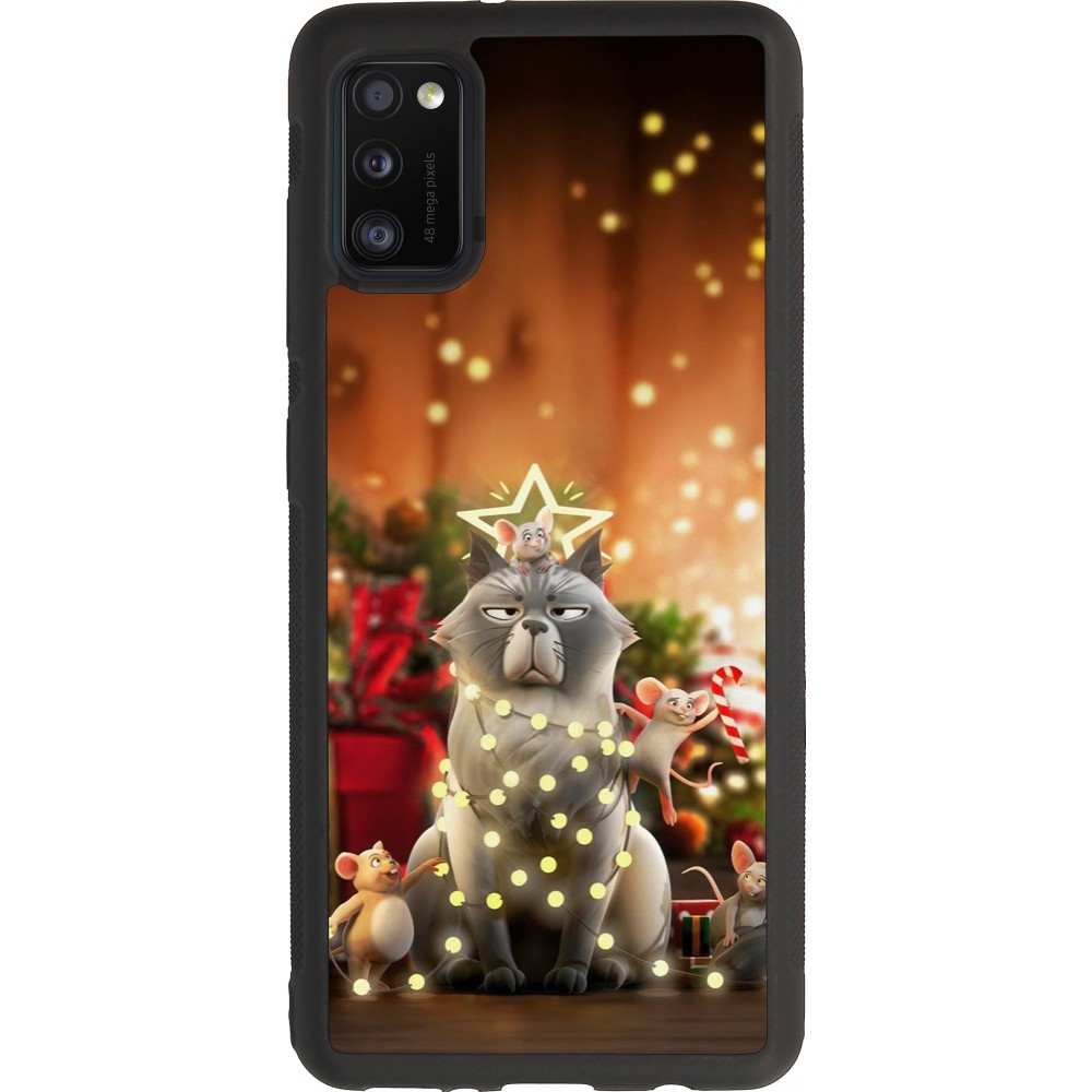 Coque Samsung Galaxy A41 - Silicone rigide noir Christmas 25 Xmas Cat
