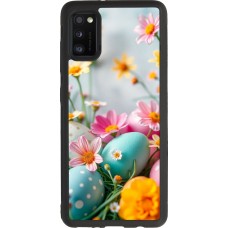 Coque Samsung Galaxy A41 - Silicone rigide noir Easter 2026 Eggs with flowers