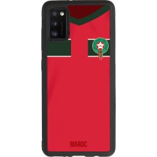 Coque Samsung Galaxy A41 - Silicone rigide noir Maillot de football Maroc 2022 personnalisable