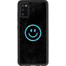 Samsung Galaxy A41 Case Hülle - Silikon schwarz Happy smiley irisirt