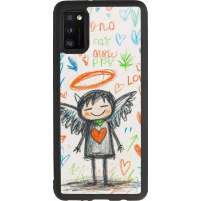 Coque Samsung Galaxy A41 - Silicone rigide noir Little Angel Sketch Love