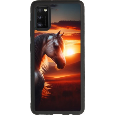 Samsung Galaxy A41 Case Hülle - Silikon schwarz Majestätischer Sonnenuntergang Pferd