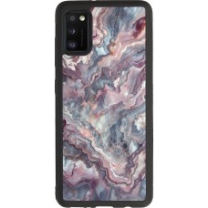 Samsung Galaxy A41 Case Hülle - Silikon schwarz Violetter silberner Marmor