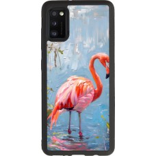 Coque Samsung Galaxy A41 - Silicone rigide noir Paint Flamingo