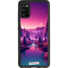 Samsung Galaxy A41 Case Hülle - Silikon schwarz Lila-rosa Landschaft