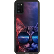 Coque Samsung Galaxy A41 - Silicone rigide noir Red Blue Cat Glasses