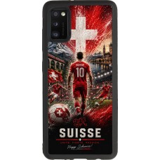 Coque Samsung Galaxy A41 - Silicone rigide noir Football Suisse splash 2026