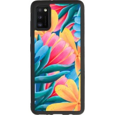Samsung Galaxy A41 Case Hülle - Silikon schwarz Spring 23 colorful flowers