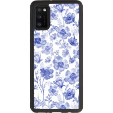 Samsung Galaxy A41 Case Hülle - Silikon schwarz Spring 23 watercolor blue flowers
