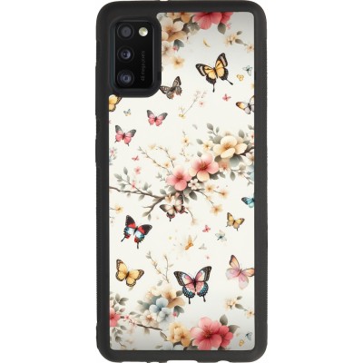 Coque Samsung Galaxy A41 - Silicone rigide noir Spring 25 Papillons Légers
