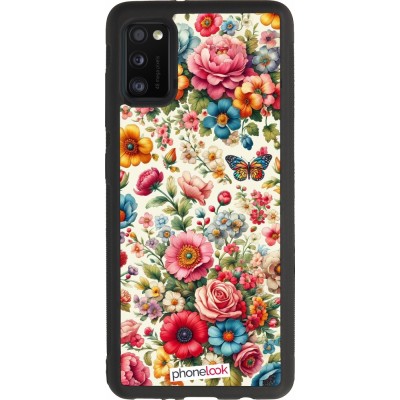 Coque Samsung Galaxy A41 - Silicone rigide noir Spring 25 printemps fleuri