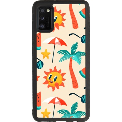 Coque Samsung Galaxy A41 - Silicone rigide noir Summer 2025 Pattern soleil