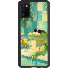 Samsung Galaxy A41 Case Hülle - Silikon schwarz Crocodile in the swimming pool Summer 2026