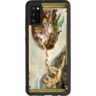 Samsung Galaxy A41 Case Hülle - Silikon schwarz Kunstbild - Die Erschaffung Adams - Michelangelo