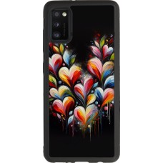 Coque Samsung Galaxy A41 - Silicone rigide noir Valentine 2024 Coeur Noir Abstrait