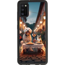 Samsung Galaxy A41 Case Hülle - Silikon schwarz Valentin 2024 Hund & Katze Kerzenlicht