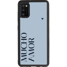 Coque Samsung Galaxy A41 - Silicone rigide noir Valentine 2024 mucho amor azul
