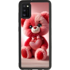 Coque Samsung Galaxy A41 - Silicone rigide noir Valentine 2024 Ourson rose