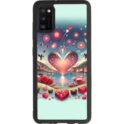Coque Samsung Galaxy A41 - Silicone rigide noir Valentine 2025 Chic
