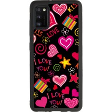 Coque Samsung Galaxy A41 - Silicone rigide noir Valentine 2023 love symbols