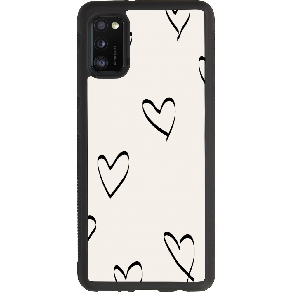 Samsung Galaxy A41 Case Hülle - Silikon schwarz Valentine 2023 minimalist hearts