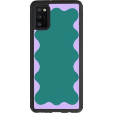 Coque Samsung Galaxy A41 - Silicone rigide noir Wavy Rectangle Green Purple