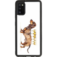 Coque Samsung Galaxy A41 - Silicone rigide noir Wine Teckel