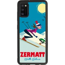 Coque Samsung Galaxy A41 - Silicone rigide noir Zermatt Ski Downhill