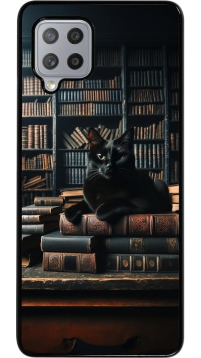 Samsung Galaxy A42 5G Case Hülle - Katze Bücher dunkel