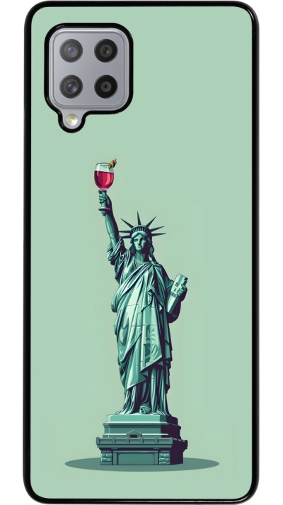 Samsung Galaxy A42 5G Case Hülle - Freiheitsstatue mit einem Glas Wein