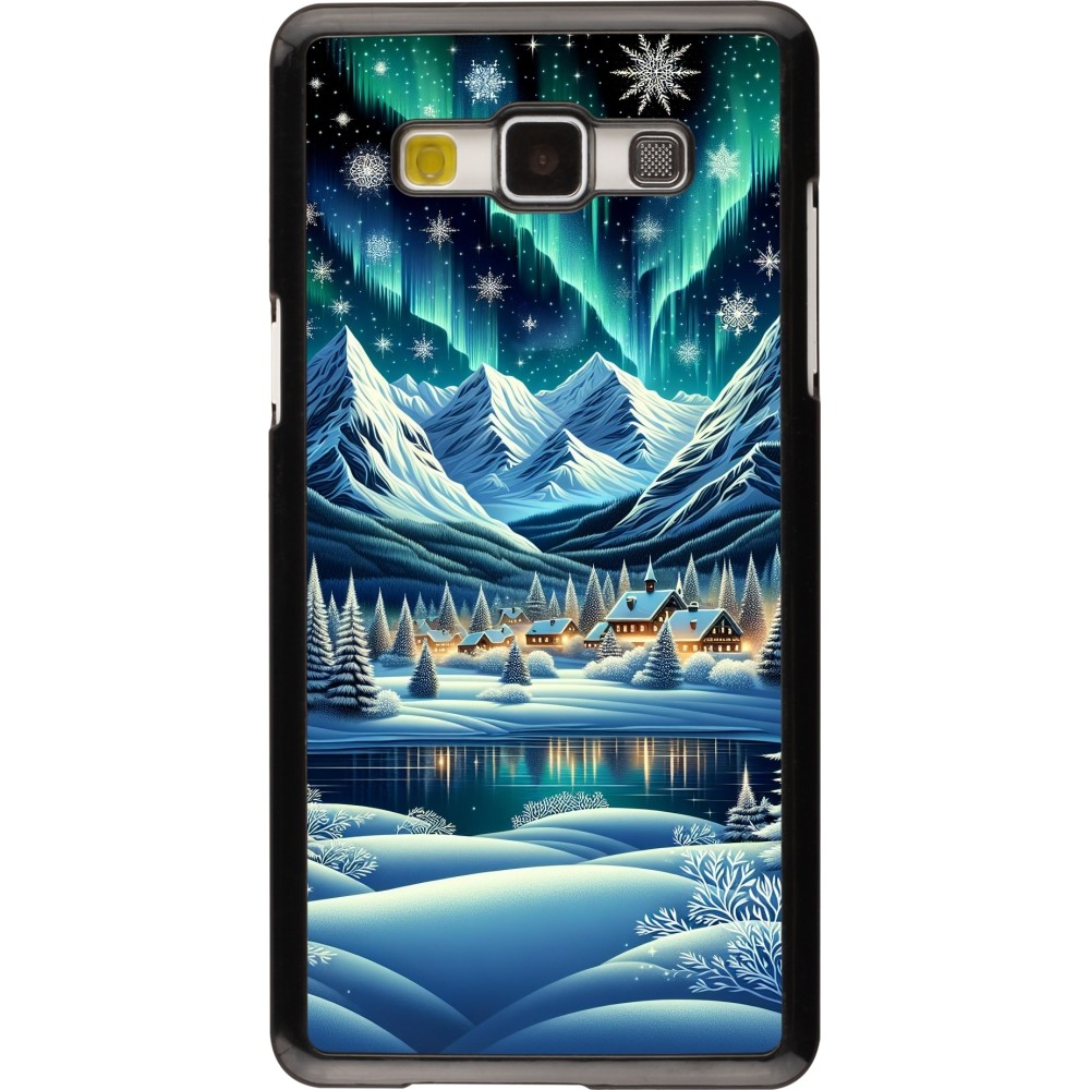 Samsung Galaxy A5 (2015) Case Hülle - Verschneites Bergdorf am See in der Nacht