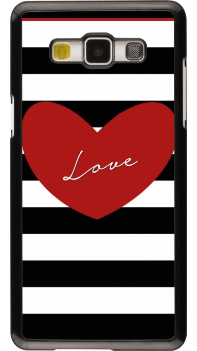 Coque Samsung Galaxy A5 (2015) - Valentine 2023 heart black and white lines