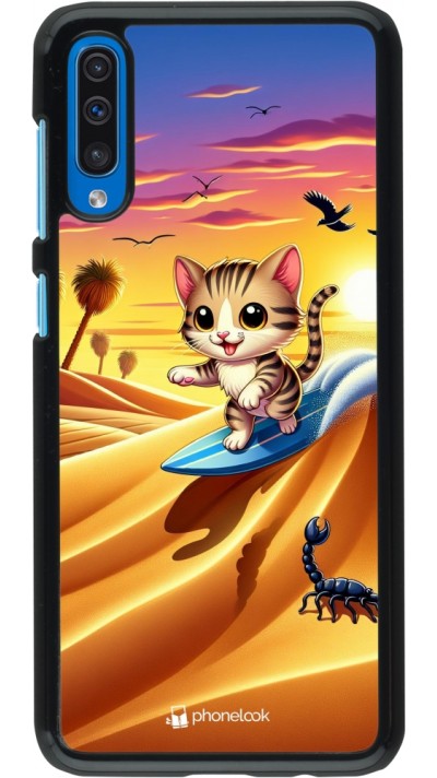 Coque Samsung Galaxy A50 - Chat surfeur au soleil
